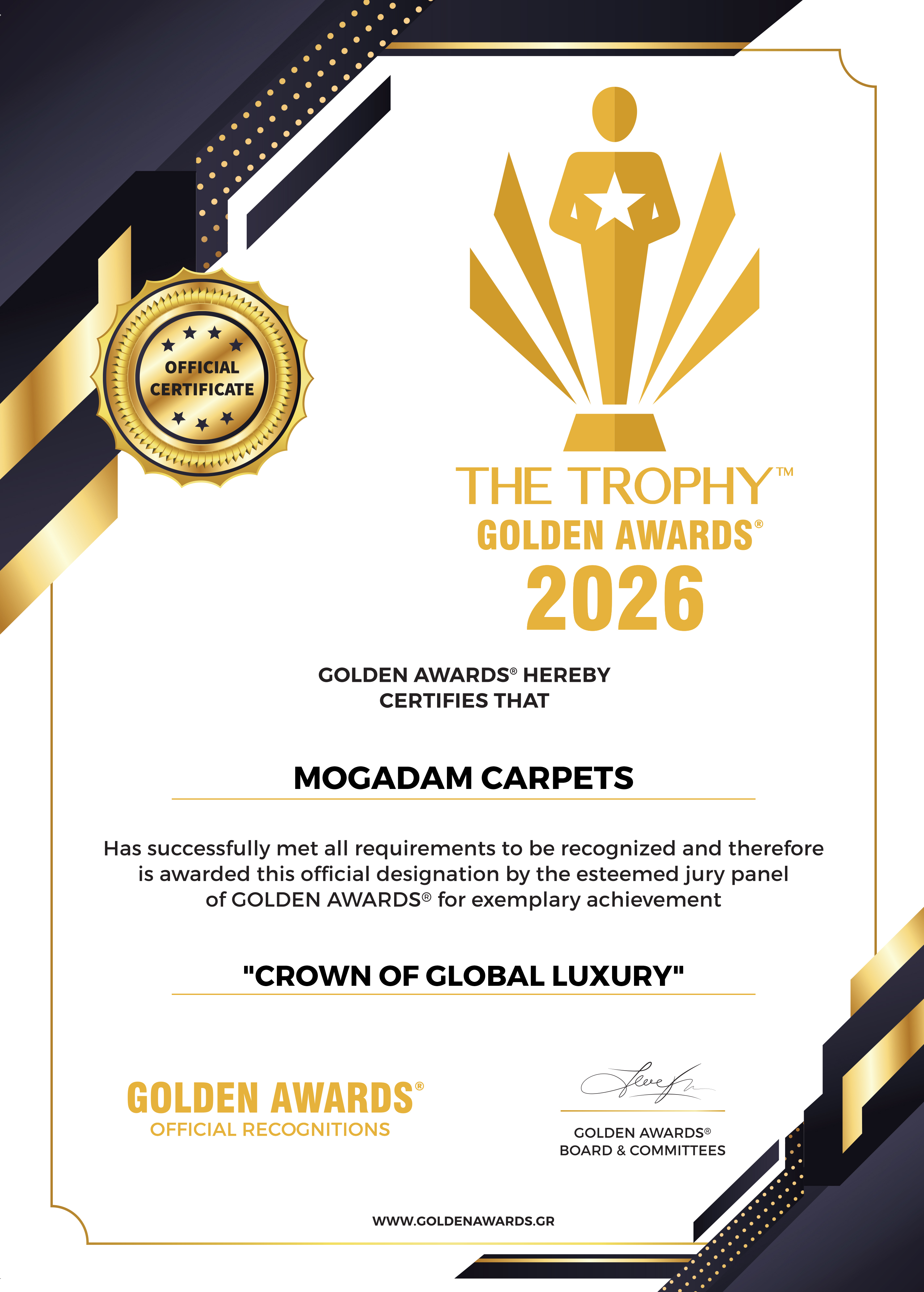 Golden Awards 2026 · Crown of Global Luxury